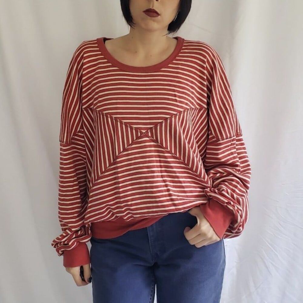 Sonia Rykiel Oversize Red and‎ White Striped Sweatshirt